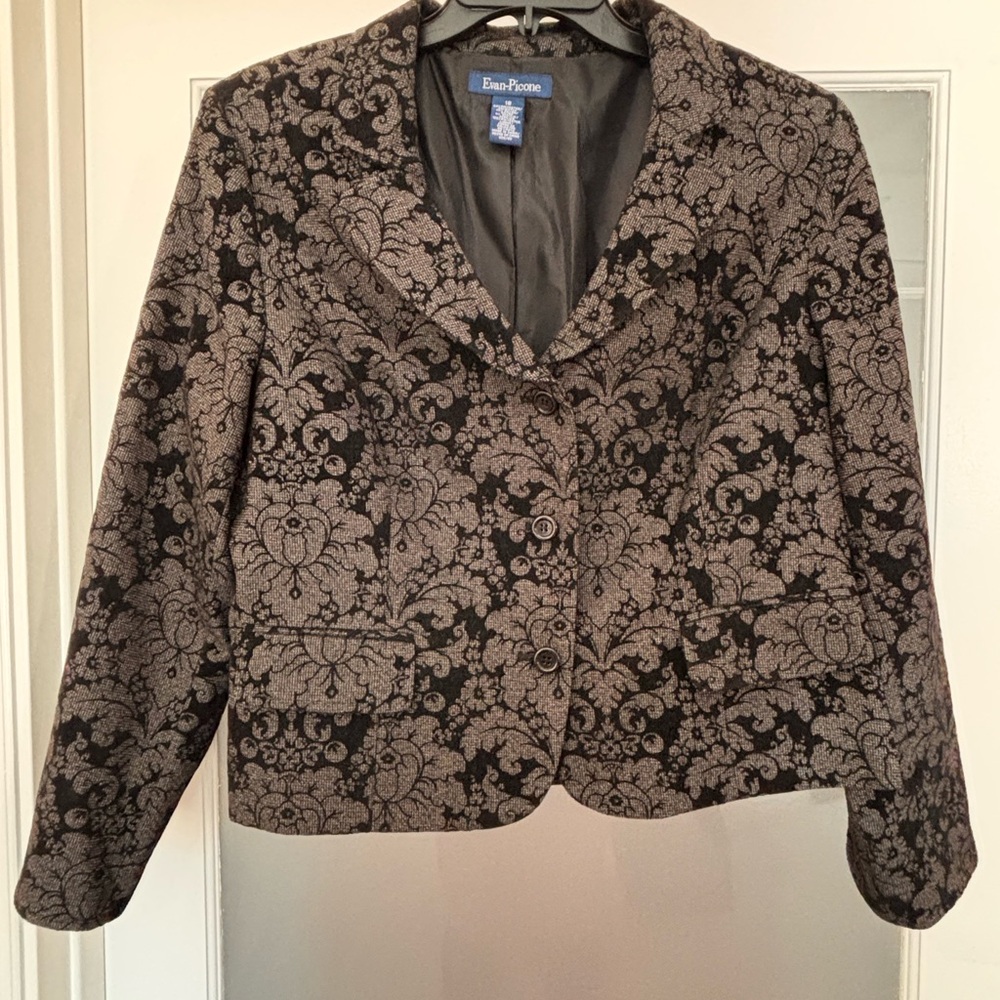 Evan Picone Black and Gray Patterned Blazer